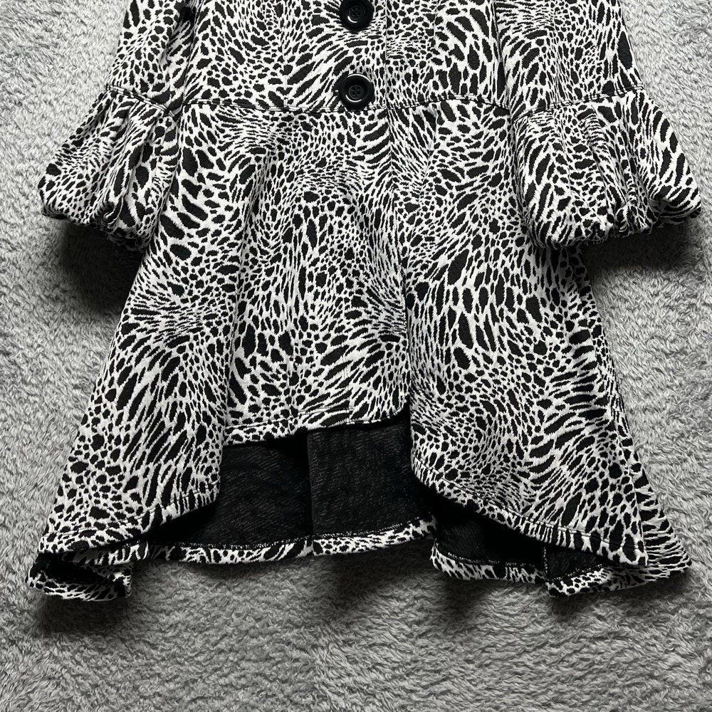 Ali Miles Jacket Womens Small Black White Animal Print Swing Bell Sleeves Fairy - Picture 7 of 15